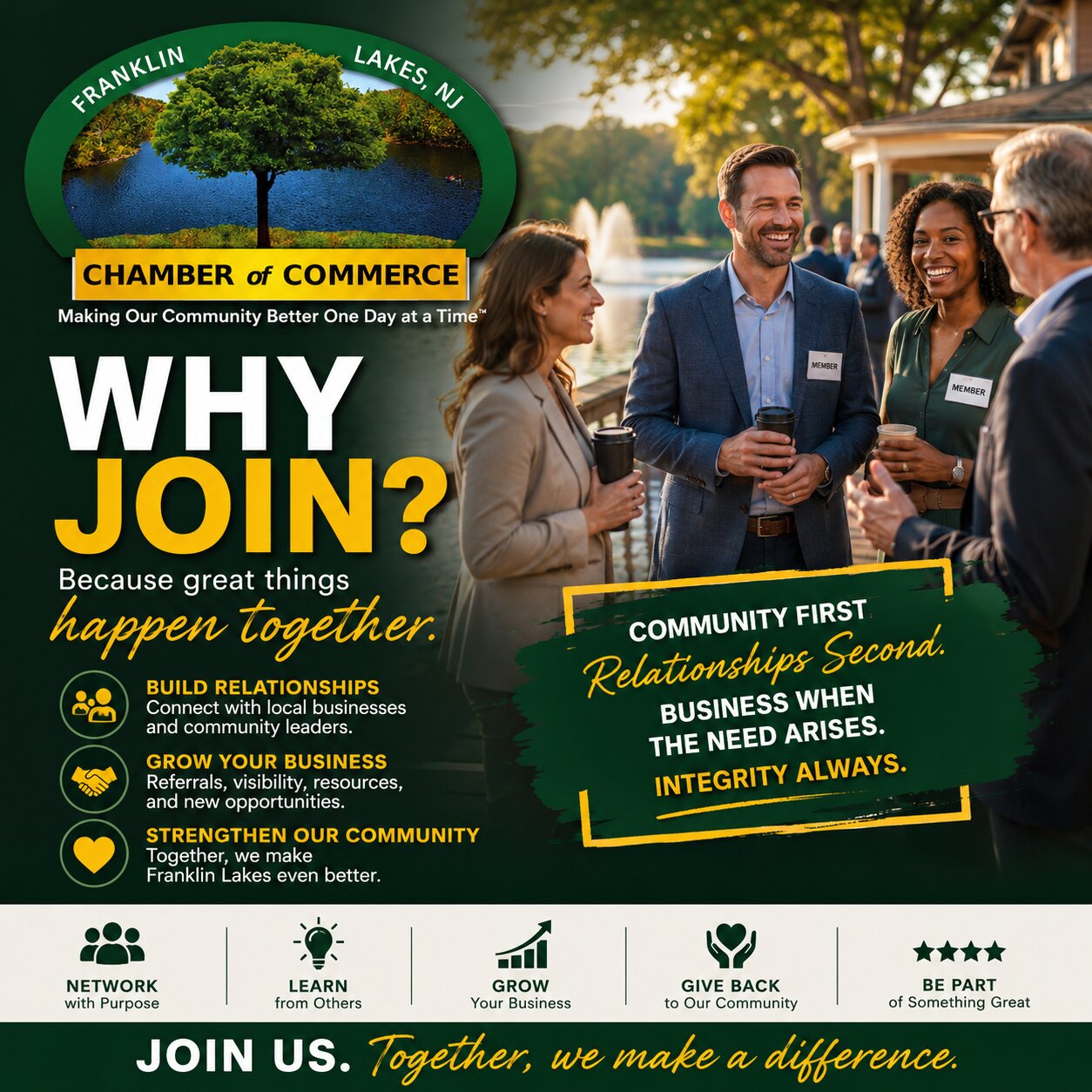 Why join The Franklin Lakes Chamber of Commerce for community connections, professional relationships, and local business opportunities.