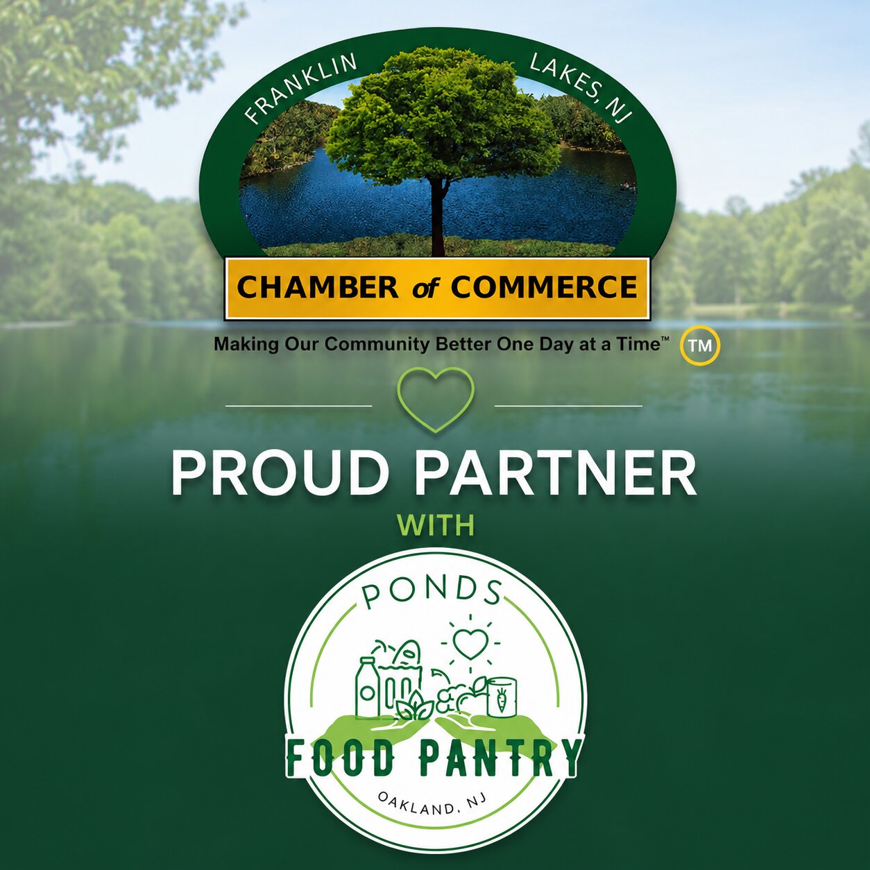 The Franklin Lakes Chamber of Commerce partnering with Ponds Food Pantry in Oakland NJ to support the local community.